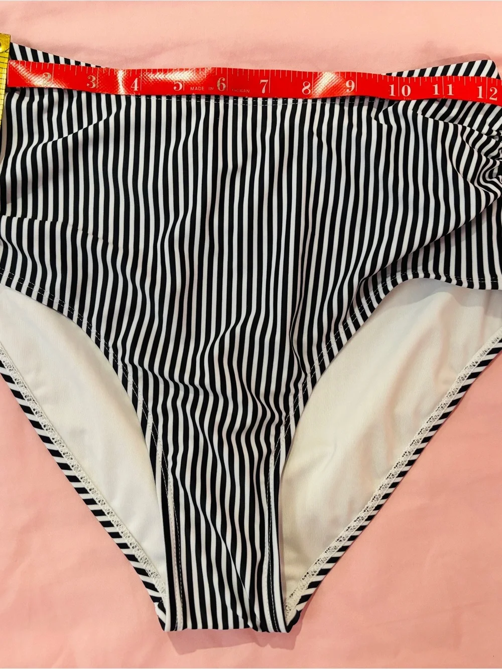 NWT Black & White Striped High Waisted Bikini Size Small